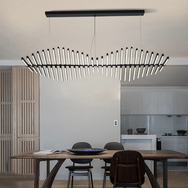 Zamonaviy LED qandillar Nordic qora/oq ofis marjonlari yashash xonasi uchun uy marjon chiroqlari ovqat xonasi bar armatura