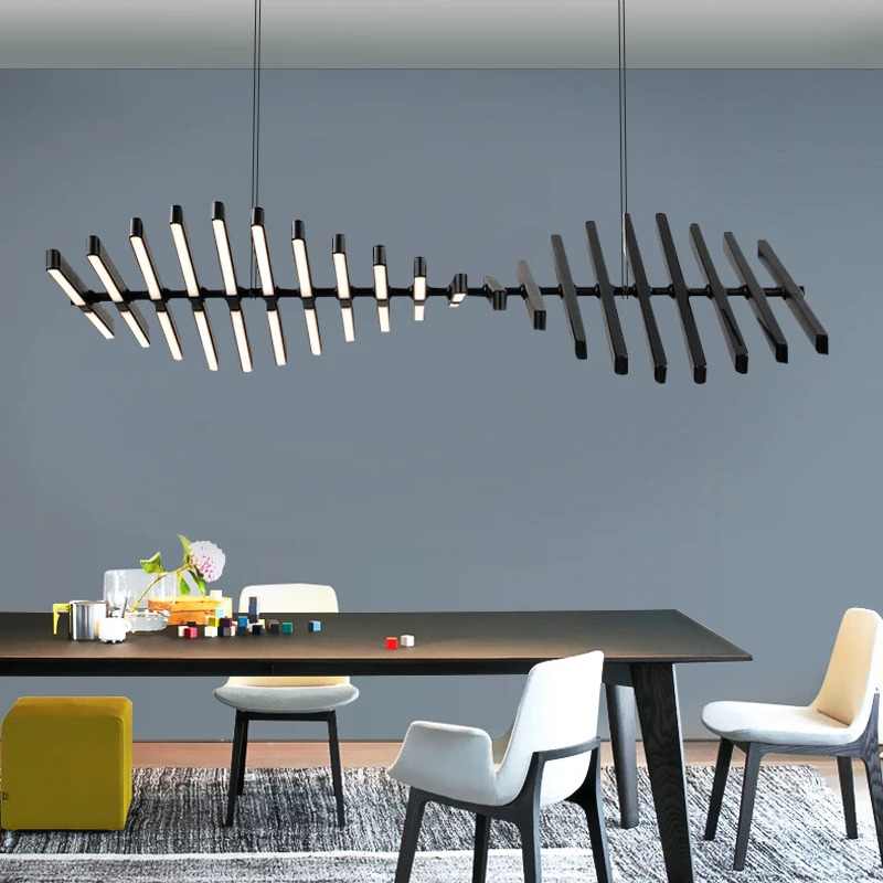 Zamonaviy LED qandillar Nordic qora/oq ofis marjonlari yashash xonasi uchun uy marjon chiroqlari ovqat xonasi bar armatura