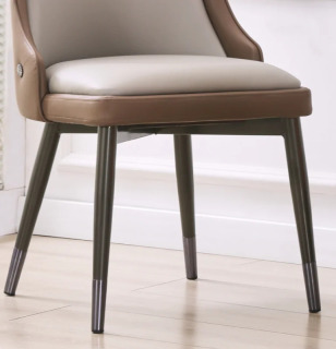 Набор из 2 обеденных стульев в стиле Mid-Century Modern, с обивкой из льняной ткани и деревянными ножками, для кухни или столовой, бежевый цвет.