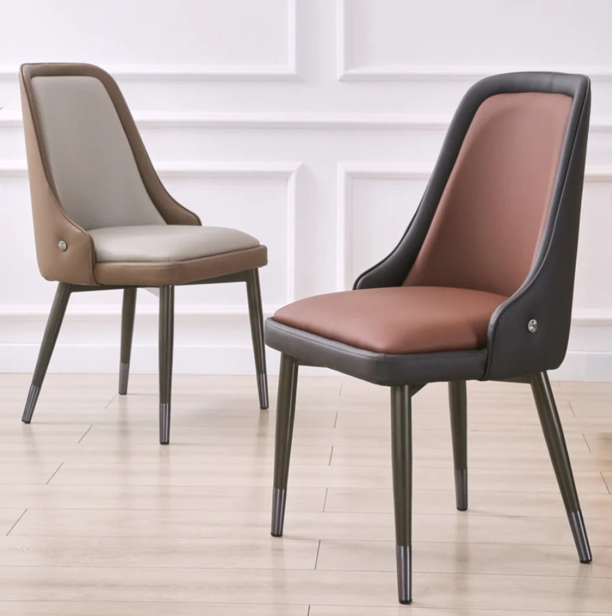 Набор из 2 обеденных стульев в стиле Mid-Century Modern, с обивкой из льняной ткани и деревянными ножками, для кухни или столовой, бежевый цвет.