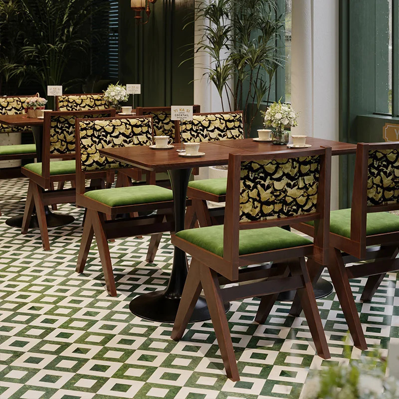 Retro Gʻarbiy qattiq yogʻoch ovqat stoli va stul ovqat bar restoran stol va stul Tijorat