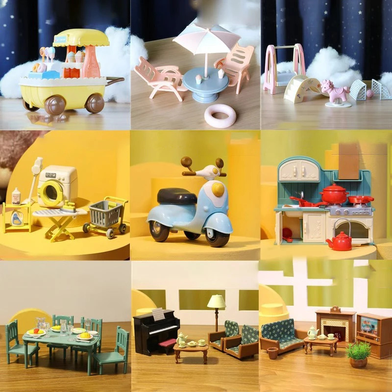 1 toʻplam qoʻgʻirchoq uyi miniatyura oshxonasi yashash xonasini bezatish ovqat stoli mini mebel bolalar oʻyinchoqlari modeli DIY aksessuarlari