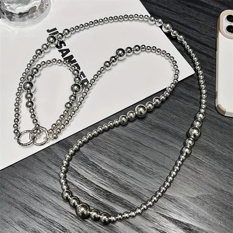 Doʻstlar va oila uchun bayram sovgʻalari Uzun arqonli kumush boncuklar telefon sumkasi sumkasi marjonlari.