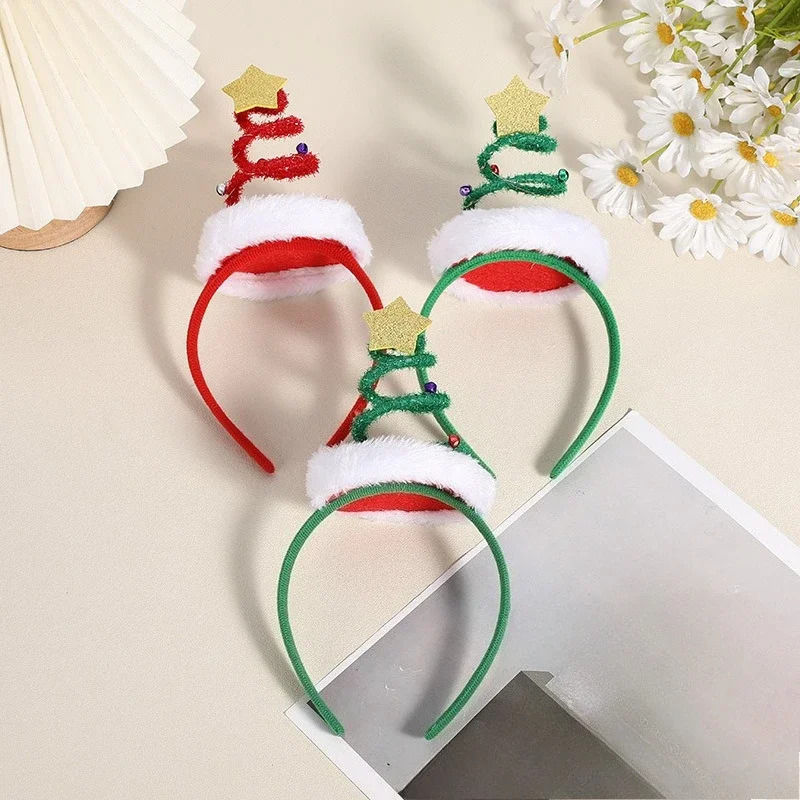 20pcs ziyofat bayrami Rojdestvo daraxti spiral bosh tasmasi yulduz qoʻngʻirogʻi bezaklari soch aksessuarlari bolalar kattalar uchun