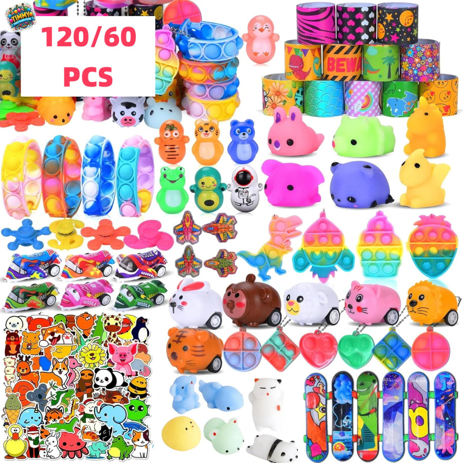 60/120 dona. Bolalar uchun pop partiya oʻyinchoqlari Fidgot Goodie sumkasi toʻldiruvchilari xazina qutisi oʻyinchoqlari Pinita toʻldiruvchi sovgʻalar Ajoyib mukofot