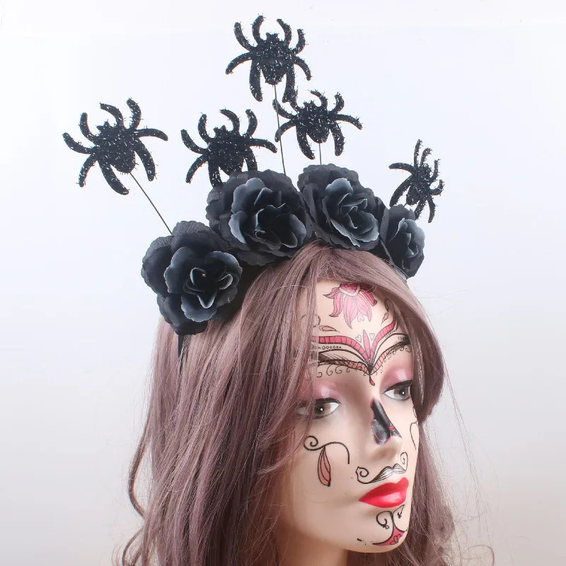 Creative Rojdestvo Big Flower Rose Headbands Spider Headbands Party Arvohlar Qiziqarli bezaklar
