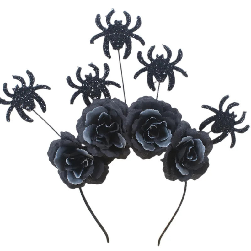 Creative Rojdestvo Big Flower Rose Headbands Spider Headbands Party Arvohlar Qiziqarli bezaklar
