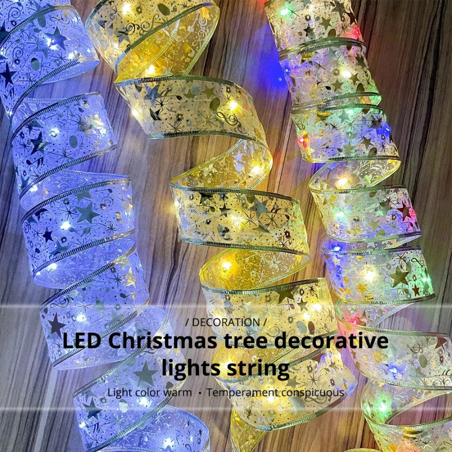 Tasmali peri diskoteka nuri Rojdestvo daraxti issiq oq bezatish Oltin atmosfera Yangi yil ziyofat guldastasi DIY kamon simli chiroq