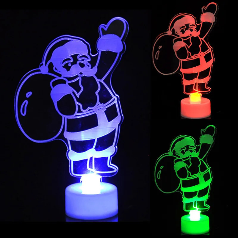 Rangli LED dekorativ chiroqlar Yangi yil Rojdestvo daraxti osilgan bezaklar Qordan odam Santa Klaus Neon partiyasi uy bezaklari