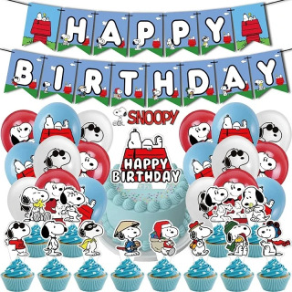 Украшения для вечеринки в честь Дня Рождения Snoopy, баннер, флаг для торта, латексные воздушные шары, топперы для кексов, животные, домашние животные, белые собаки, праздничные подарки для детей