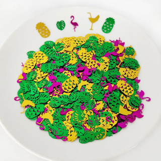 15 g/paket, plastik konfeti, flamingo, ananas