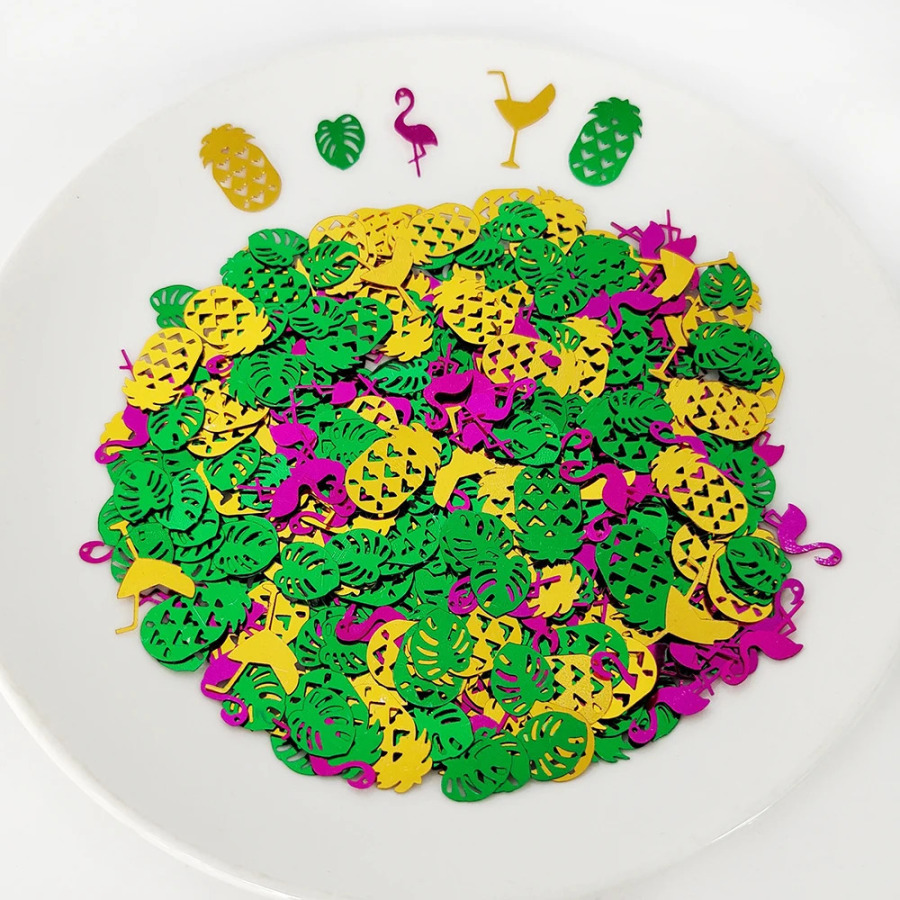 15 g/paket, plastik konfeti, flamingo, ananas