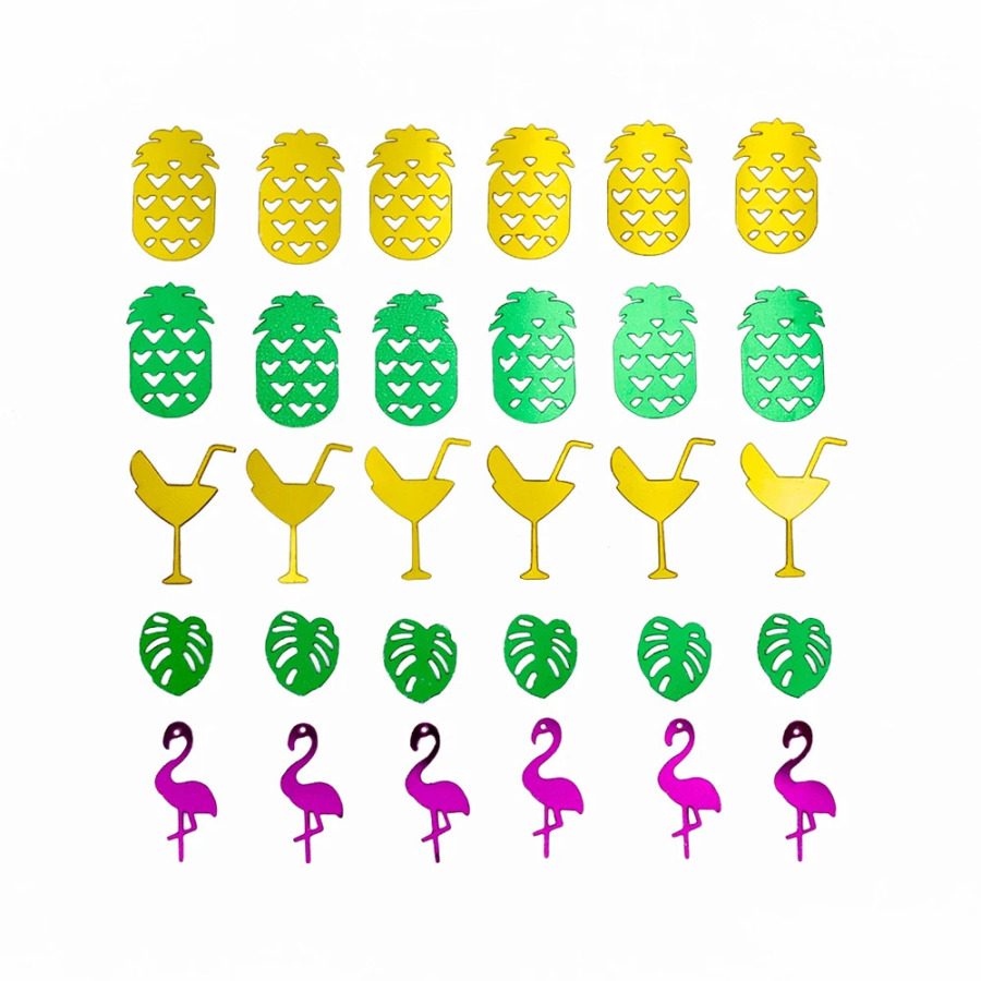 15 g/paket, plastik konfeti, flamingo, ananas