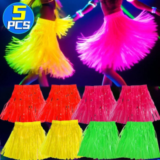 Floresan yubkalar partiya kiyimi ipak yomgʻir yubka Plastik rangli raqs yubka DIY Halloween neon partiyasi dekorasi Kattalar va bolalar uchun