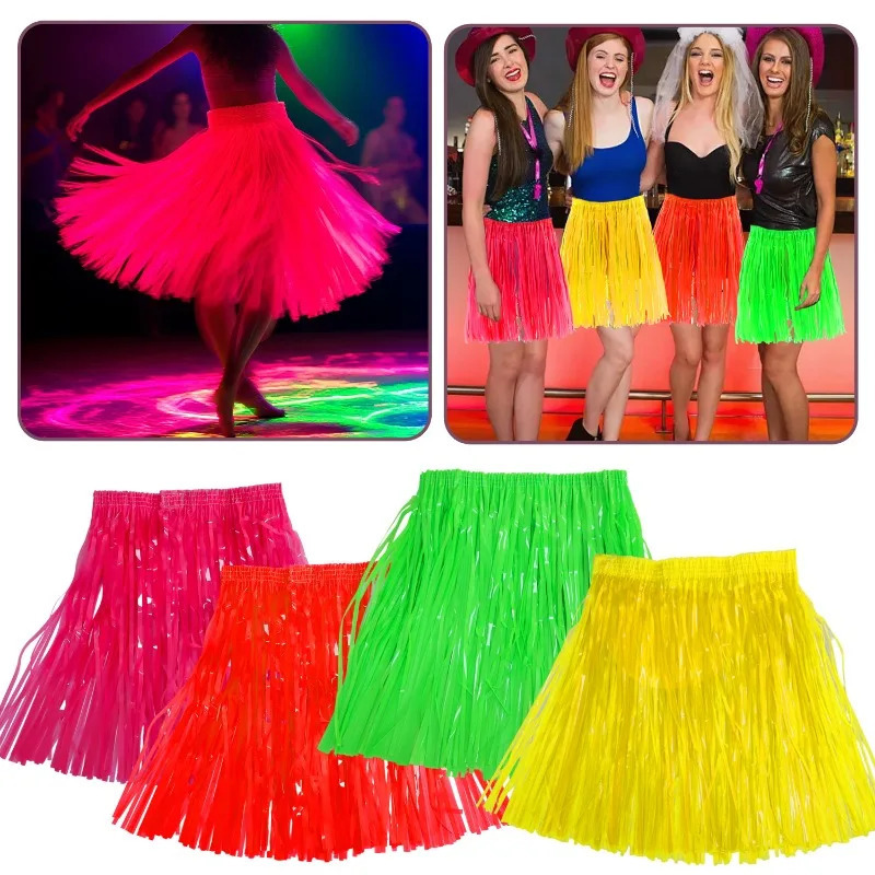 Floresan yubkalar partiya kiyimi ipak yomgʻir yubka Plastik rangli raqs yubka DIY Halloween neon partiyasi dekorasi Kattalar va bolalar uchun