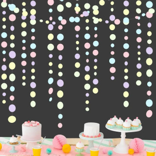 Pastel ziyofat bezaklari Moviy binafsha pushti sariq yashil dumaloq Makaron chaqaloq dushi nuqta qogʻozli strelkalar