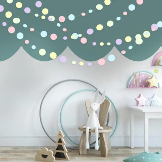 Pastel ziyofat bezaklari Moviy binafsha pushti sariq yashil dumaloq Makaron chaqaloq dushi nuqta qogʻozli strelkalar