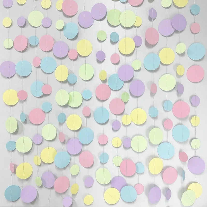 Pastel ziyofat bezaklari Moviy binafsha pushti sariq yashil dumaloq Makaron chaqaloq dushi nuqta qogʻozli strelkalar