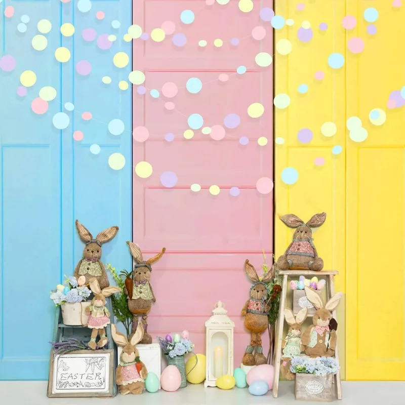 Pastel ziyofat bezaklari Moviy binafsha pushti sariq yashil dumaloq Makaron chaqaloq dushi nuqta qogʻozli strelkalar