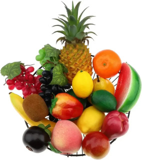 Sunʻiy meva toʻplami Uy bezaklari Ananas uzum qulupnay nok sariyogʻ Apelsin limon mumi olma banan shaftoli kombinatsiyasi