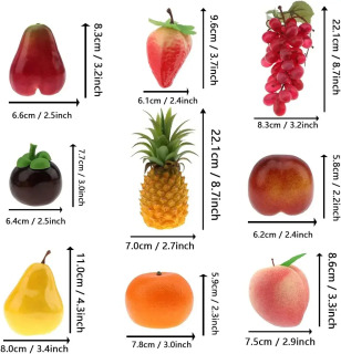 Sunʻiy meva toʻplami Uy bezaklari Ananas uzum qulupnay nok sariyogʻ Apelsin limon mumi olma banan shaftoli kombinatsiyasi