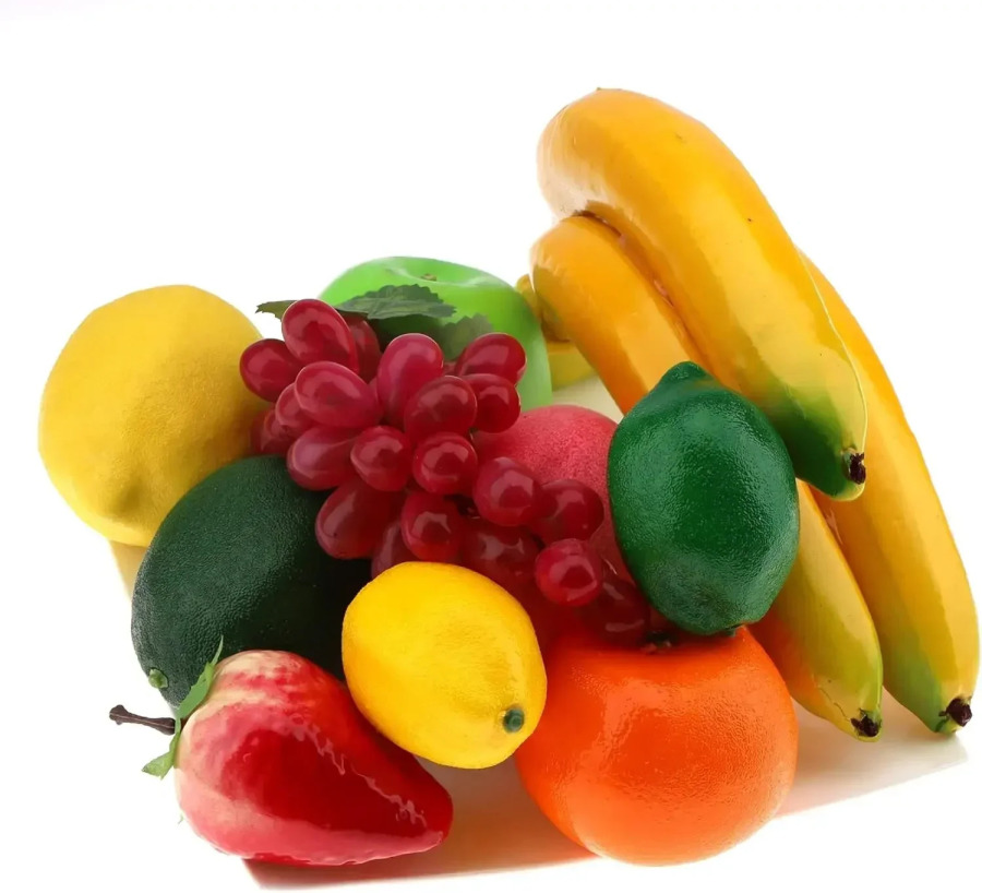 Sunʻiy meva toʻplami Uy bezaklari Ananas uzum qulupnay nok sariyogʻ Apelsin limon mumi olma banan shaftoli kombinatsiyasi