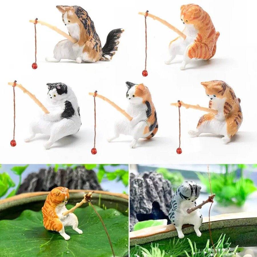 Baliq ovlash mushuklari akvariumlari bezaklari baliq akvariumlari osilgan landshaft baliqlari akvariumlari Mushuk baliq ovlash uchun bezaklar uy dekoratsiyasi baliq akvariumlari