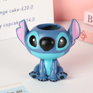 Disney Stitch bezaklari Yoqimli multfilm suvli qozon oʻsimlik uy stoli hovlisi ofis qalam ushlagichi qatronli bezak светло-зеленый