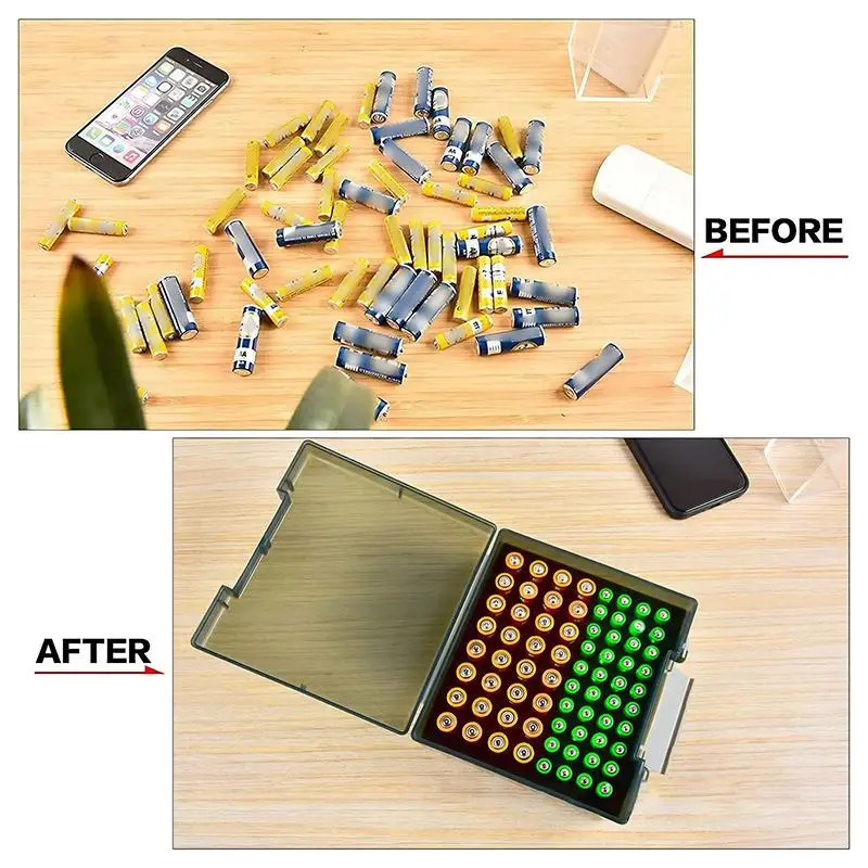 Batareya saqlash organizatori 72 AA/AAA batareyaga ega Garaj konteyneri qutisi uy organizatori tortma dispenser ushlagichi