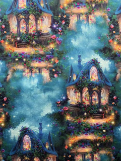 Paxta matodan raqamli bosib chiqarish HD Fairytale Dream House elf qoʻl sanʻatlari uchun kiyim sumkalarini yarim metrga tikish uchun СЕРЫЙ L