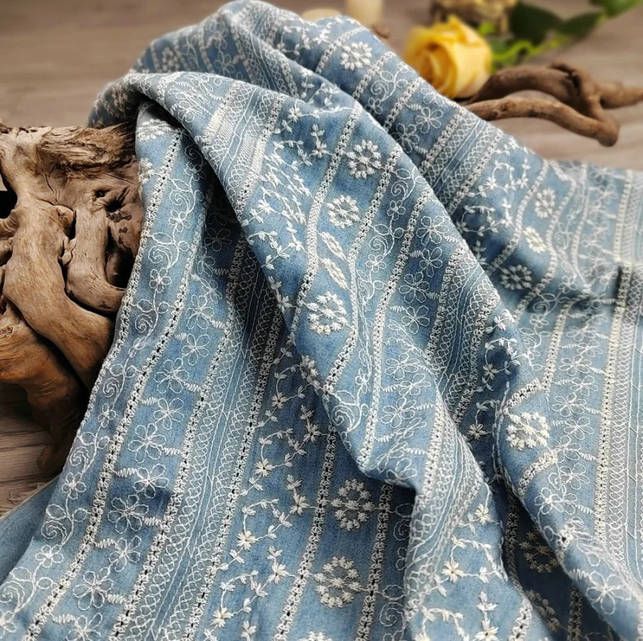 Yangi qoʻlda tikilgan paxta jinsi mato DIY kiyim aksessuarlari mato yuqori sifatli moda qoʻlda ishlangan mato metr boʻyicha