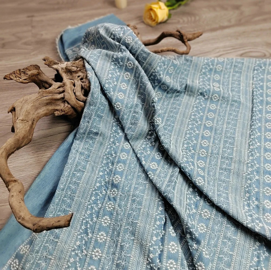 Yangi qoʻlda tikilgan paxta jinsi mato DIY kiyim aksessuarlari mato yuqori sifatli moda qoʻlda ishlangan mato metr boʻyicha