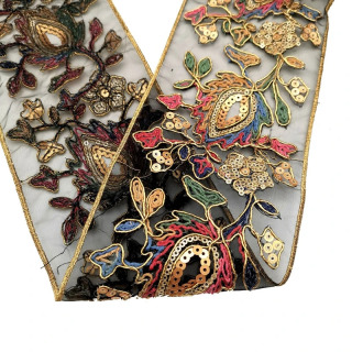 Qoʻlda ishlangan etnik toʻrli lenta Qoʻlda ishlangan toʻrli payetli dantelli trim Patchwork materiali DIY kiyim tikish aksessuarlari 1 yard