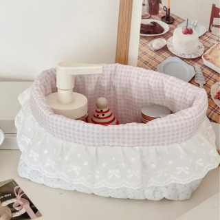 Ruffle Dot Print kantselyariya buyumlari organizatori yumshoq pushti ish stoli shirin taomlar va scrapbooking materiallari uchun kichik idish