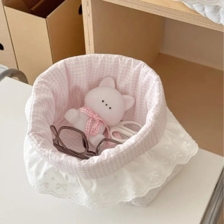 Ruffle Dot Print kantselyariya buyumlari organizatori yumshoq pushti ish stoli shirin taomlar va scrapbooking materiallari uchun kichik idish