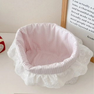 Ruffle Dot Print kantselyariya buyumlari organizatori yumshoq pushti ish stoli shirin taomlar va scrapbooking materiallari uchun kichik idish