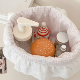 Ruffle Dot Print kantselyariya buyumlari organizatori yumshoq pushti ish stoli shirin taomlar va scrapbooking materiallari uchun kichik idish