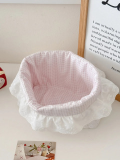 Ruffle Dot Print kantselyariya buyumlari organizatori yumshoq pushti ish stoli shirin taomlar va scrapbooking materiallari uchun kichik idish Бежевый