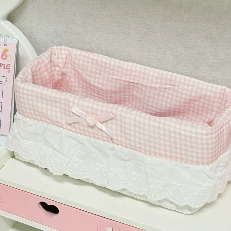 Ruffle Dot Print kantselyariya buyumlari organizatori yumshoq pushti ish stoli shirin taomlar va scrapbooking materiallari uchun kichik idish