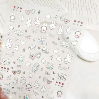 2 листа декоративных наклеек для дневника в стиле DIY, милые мультяшные наклейки с кроликом Миффи, стильные наклейки для блокнота, канцелярские принадлежности