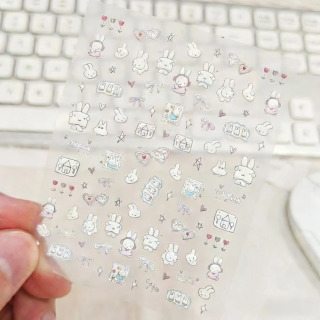 2 листа декоративных наклеек для дневника в стиле DIY, милые мультяшные наклейки с кроликом Миффи, стильные наклейки для блокнота, канцелярские принадлежности