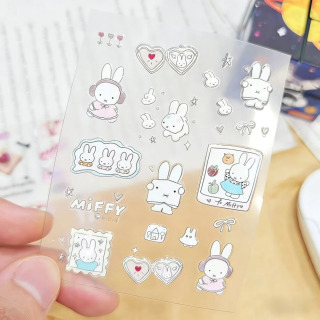 2 листа декоративных наклеек для дневника в стиле DIY, милые мультяшные наклейки с кроликом Миффи, стильные наклейки для блокнота, канцелярские принадлежности