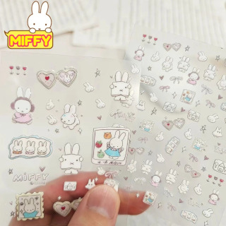 2 листа декоративных наклеек для дневника в стиле DIY, милые мультяшные наклейки с кроликом Миффи, стильные наклейки для блокнота, канцелярские принадлежности