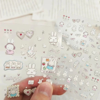 2 листа декоративных наклеек для дневника в стиле DIY, милые мультяшные наклейки с кроликом Миффи, стильные наклейки для блокнота, канцелярские принадлежности армейский зеленый