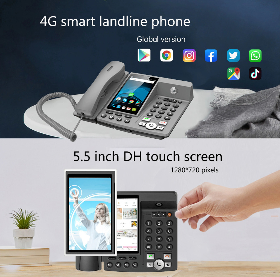 Smart LTE 4G Ruxsat etilgan simsiz statsionar Android 8.0 4G SIM tarmoqli videofon Glob universal qariyalar uchun WIFI video mobil telefon