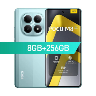 Global versiya POCO M8 5G mobil telefoni, Snapdragon ® 6 Gen 3 smartfoni, 6,77 dyuymli AMOLED oqim displeyi, 5520 mA/soat batareya, 45 Vt, NFC зеленый Пакет 5