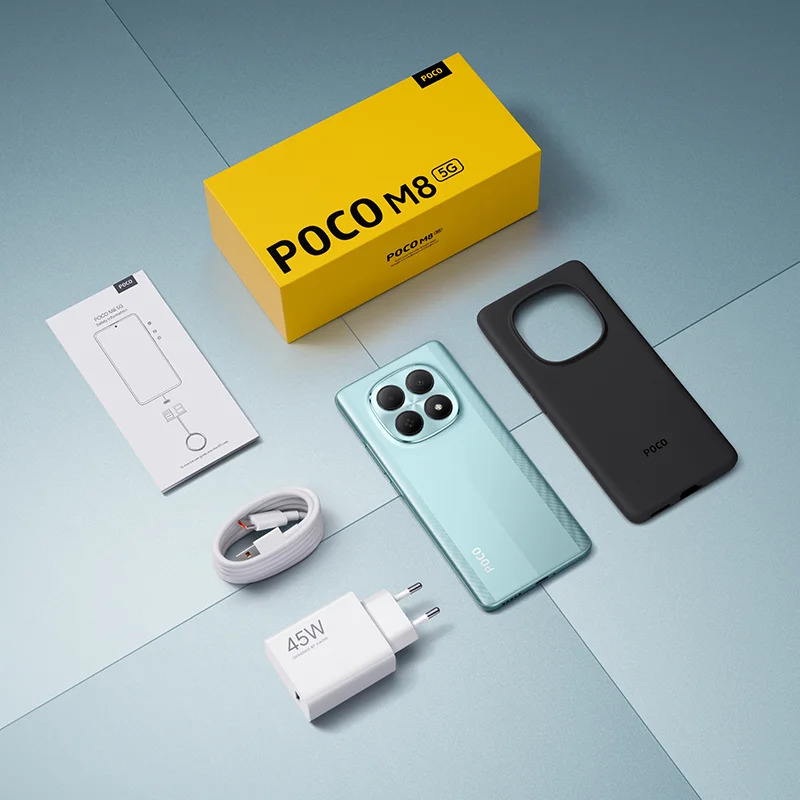 Глобальная версия мобильного телефона POCO M8 5G, смартфон на базе Snapdragon ®   6 Gen 3, 6.77-дюймовый AMOLED-дисплей Flow, аккумулятор 5520 мАч, 45 Вт, NFC