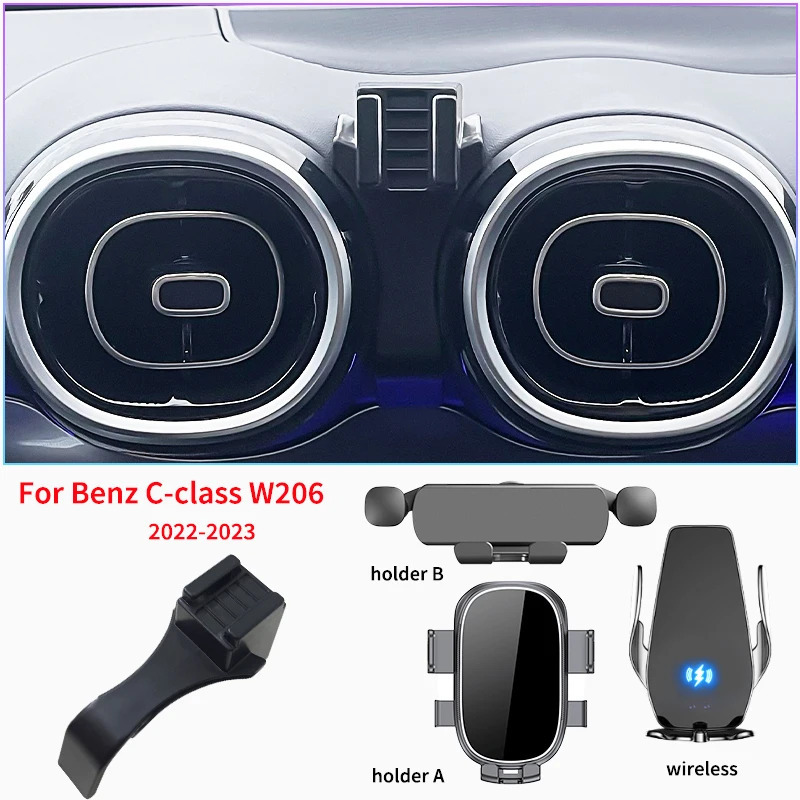Mercedes Benz C klassi W206 C200 260 300 2022 2023 uchun avtomobil uyali telefon ushlagichi Chap qoʻl haydovchisi uchun maxsus sobit mobil braket