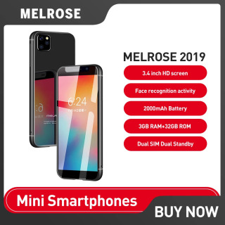 Melrose 2019 mini telefonlari 4G LTE smartfoni Android ikkita SIM-kartali super 3,4 dyuymli ultra yupqa mobil telefon 2000 mA/soat yuzni tanish