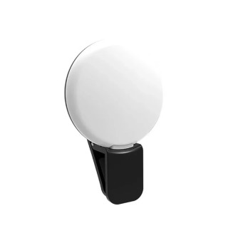 Portativ mini LED selfi halqali yorugʻlik uchta yorqinlik rejimiga ega, bardoshli va amaliy, telefon klipi bilan, suratga olish uchun черный